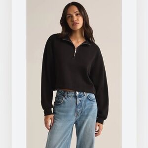 Z Supply Black Half-Zip Women’s Relaxed Fit Sweatshirt Medium